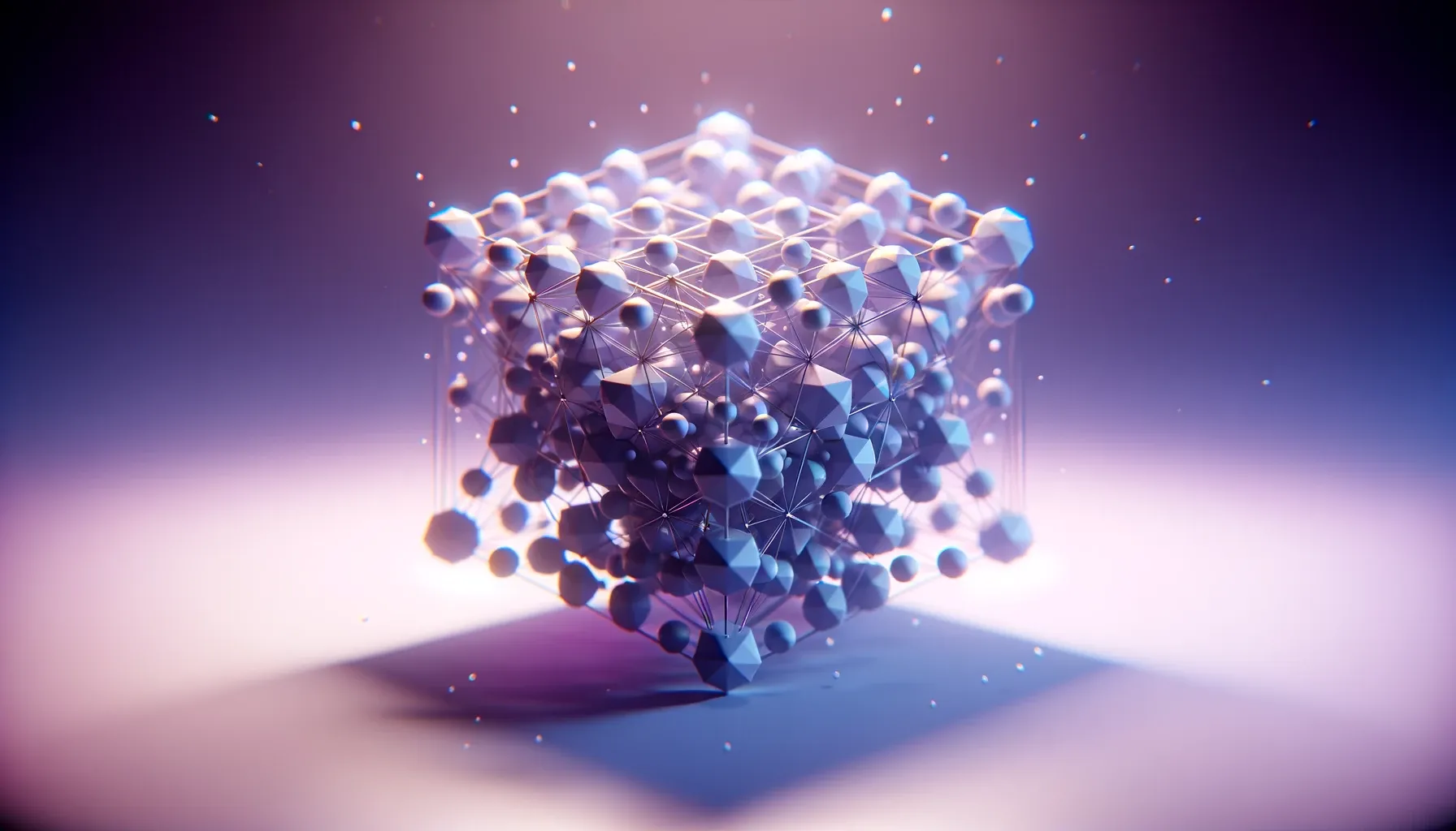 a collection of icospheres within a tesseract, depicting multi-dimensional vector space.